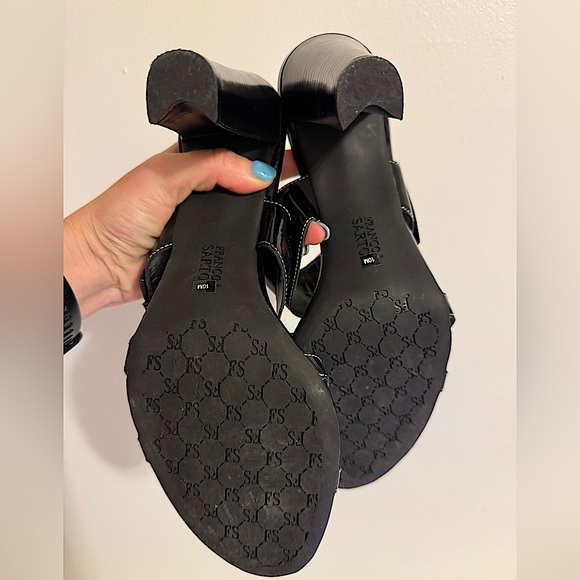 Y2K Franco Sarto Black Patent Leather Strappy Heels Sandals Size 10 - Picture 4 of 5